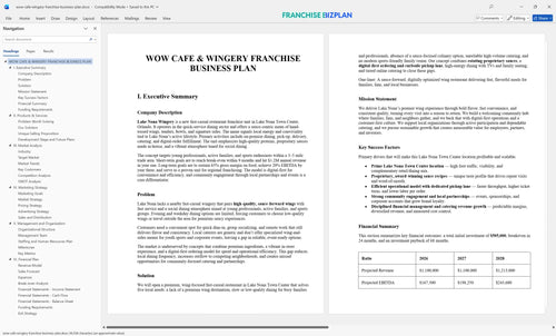 wow cafe wingery franchise business plan 1