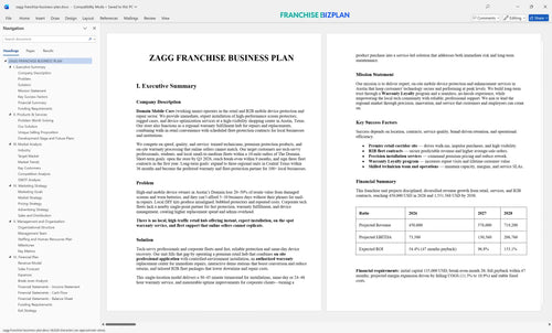zagg franchise business plan 1
