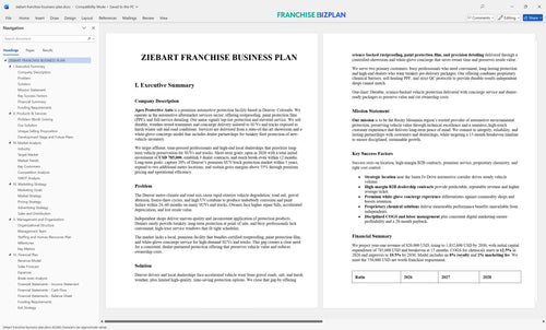 ziebart franchise business plan 1
