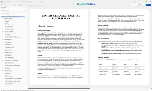 zips dry cleaners franchise business plan 1