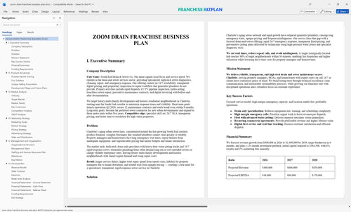 zoom drain franchise business plan 1